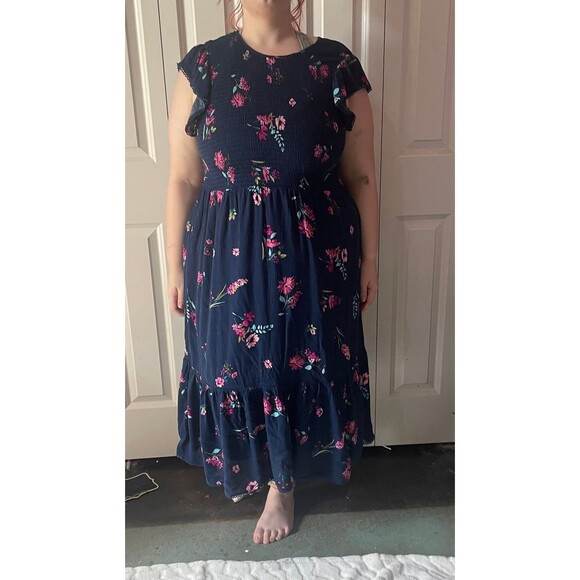 Navy Blue Floral Dress - Picture 2 of 5